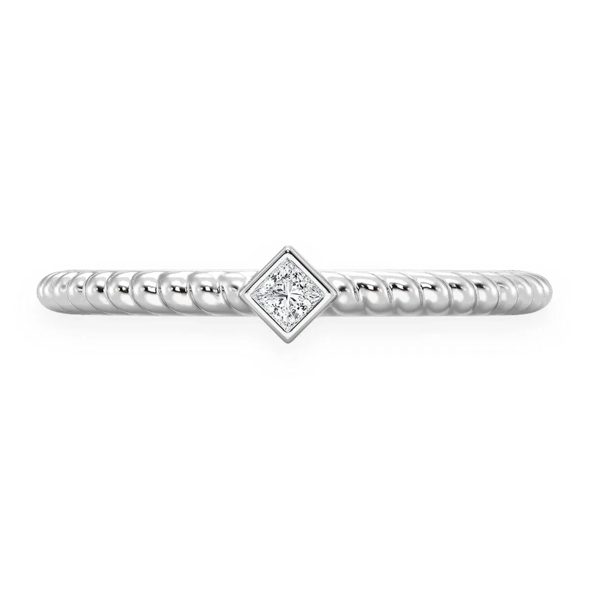 For Him Princess Rope Bezel Diamond Ring in White Gold / Natural Diamond – Ring