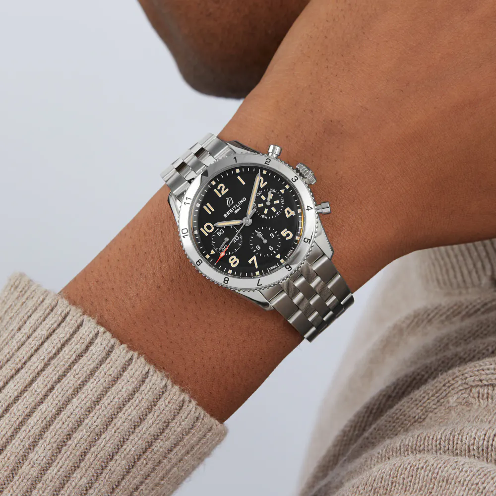Breitling Classic AVI Chronograph 42 P-51 Mustang Stainless Steel Watch detail 3