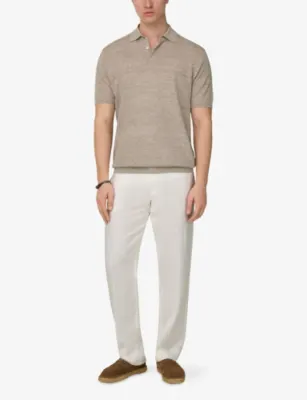 BOGGI MILANO Fine-Knit Regular-Fit Linen And Cotton Polo Shirt detail 2