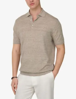 BOGGI MILANO Fine-Knit Regular-Fit Linen And Cotton Polo Shirt detail 3