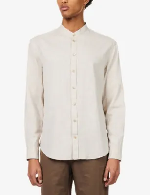 EMPORIO ARMANI Armure Grandpa-Collar Linen-Blend Shirt detail 3