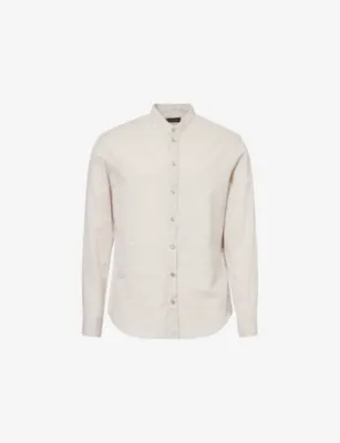 EMPORIO ARMANI Armure Grandpa-Collar Linen-Blend Shirt