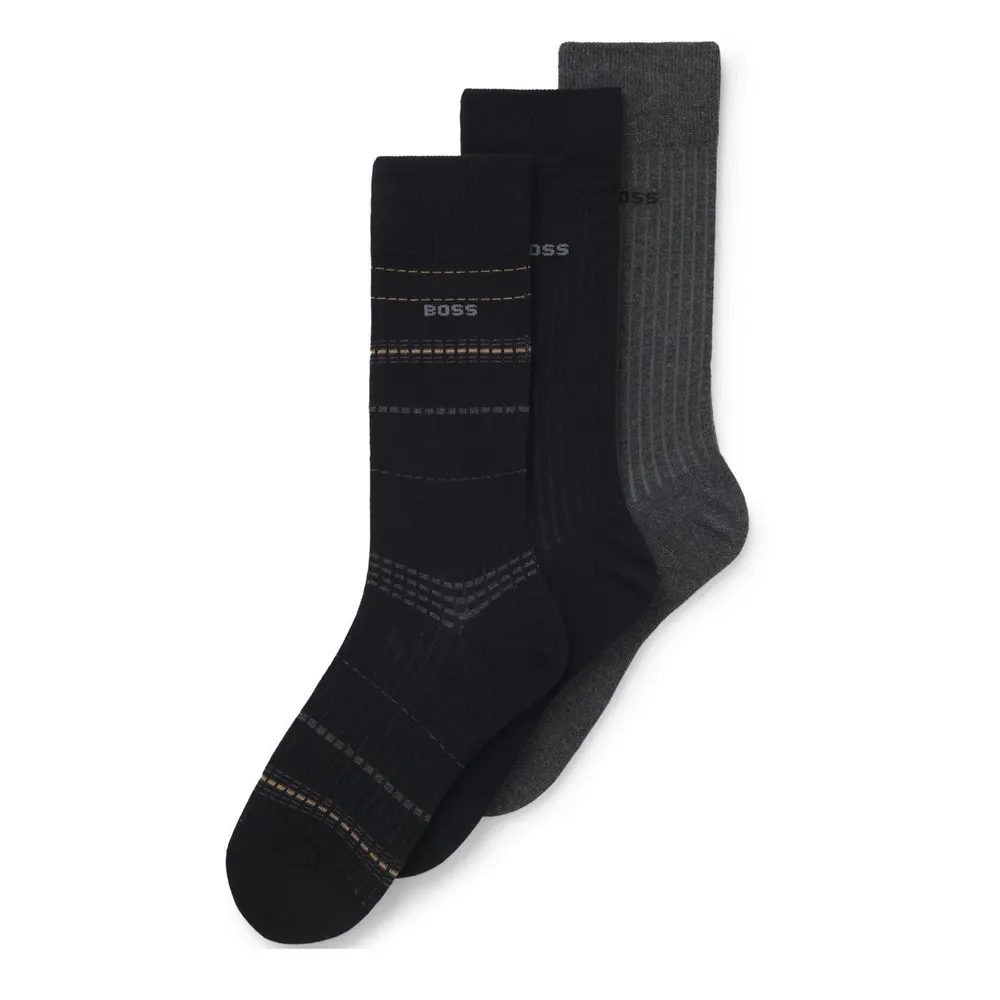 Boss 3 Pack Rib Stripe Socks detail 3