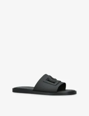 DOLCE & GABBANA Logo Rubber Slides - EUR 40 / 6 UK MEN in BLACK, additional product view 3