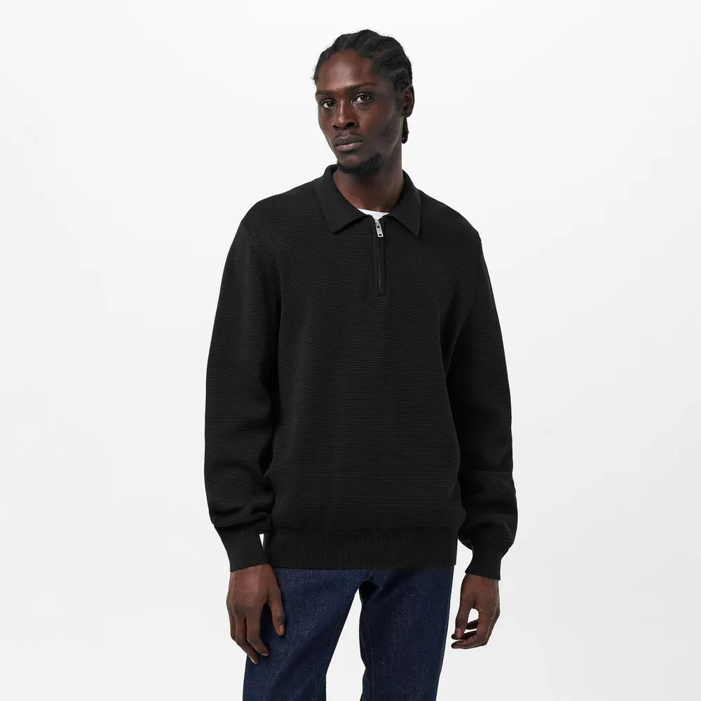 Hugo Men's San Pauley Red Ribbed Tailored Fit Crew Neck Jumper detail 3
