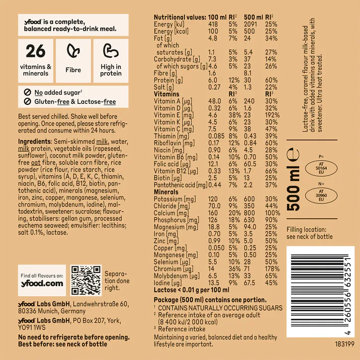Yfood Ready to Drink Complete Meal Salted Caramel Drink 500ml, additional product view 3