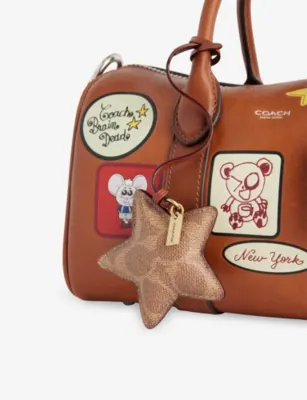 COACH Star Puffy Signature Coated-Canvas Bag Charm in Tan Caramel, additional product view 2