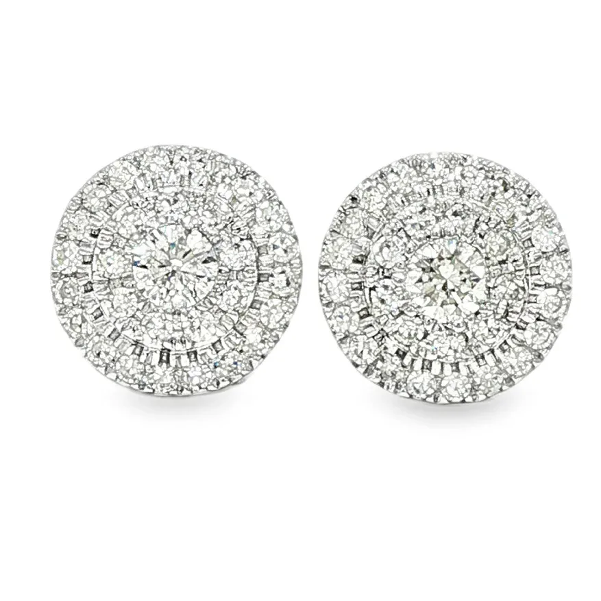 ANNA - CONSCIOUS DIAMONDS Classic Round Cluster Diamond Earrings 71103 in White Gold – Earrings