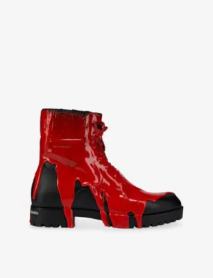 CHRISTIAN LOUBOUTIN Molten Trapman Flat Faux-Leather Boots - EUR 42 / 8 UK MEN