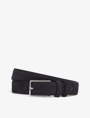 REISS Dante adjustable-buckle suede-leather belt - CHOCOLATE - 32 detail 3
