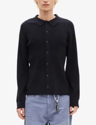 THE KOOPLES Collared Button-Down Stretch Wool-Blend Jumper detail 3