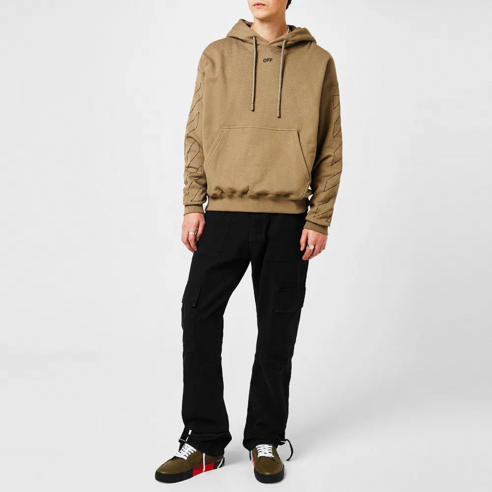 Off White Men's -Stitch Cotton Long Sleeve Pull Over Hoodie detail 3