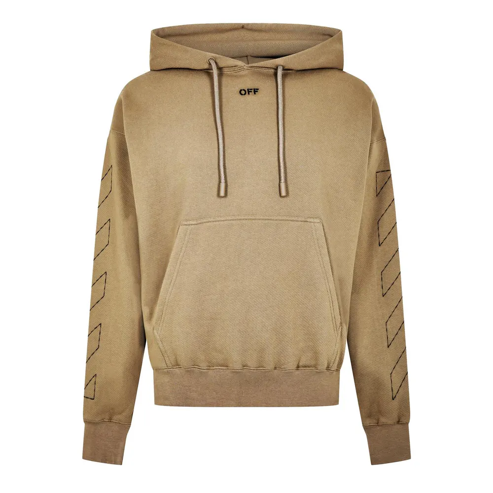 Off White Men's -Stitch Cotton Long Sleeve Pull Over Hoodie