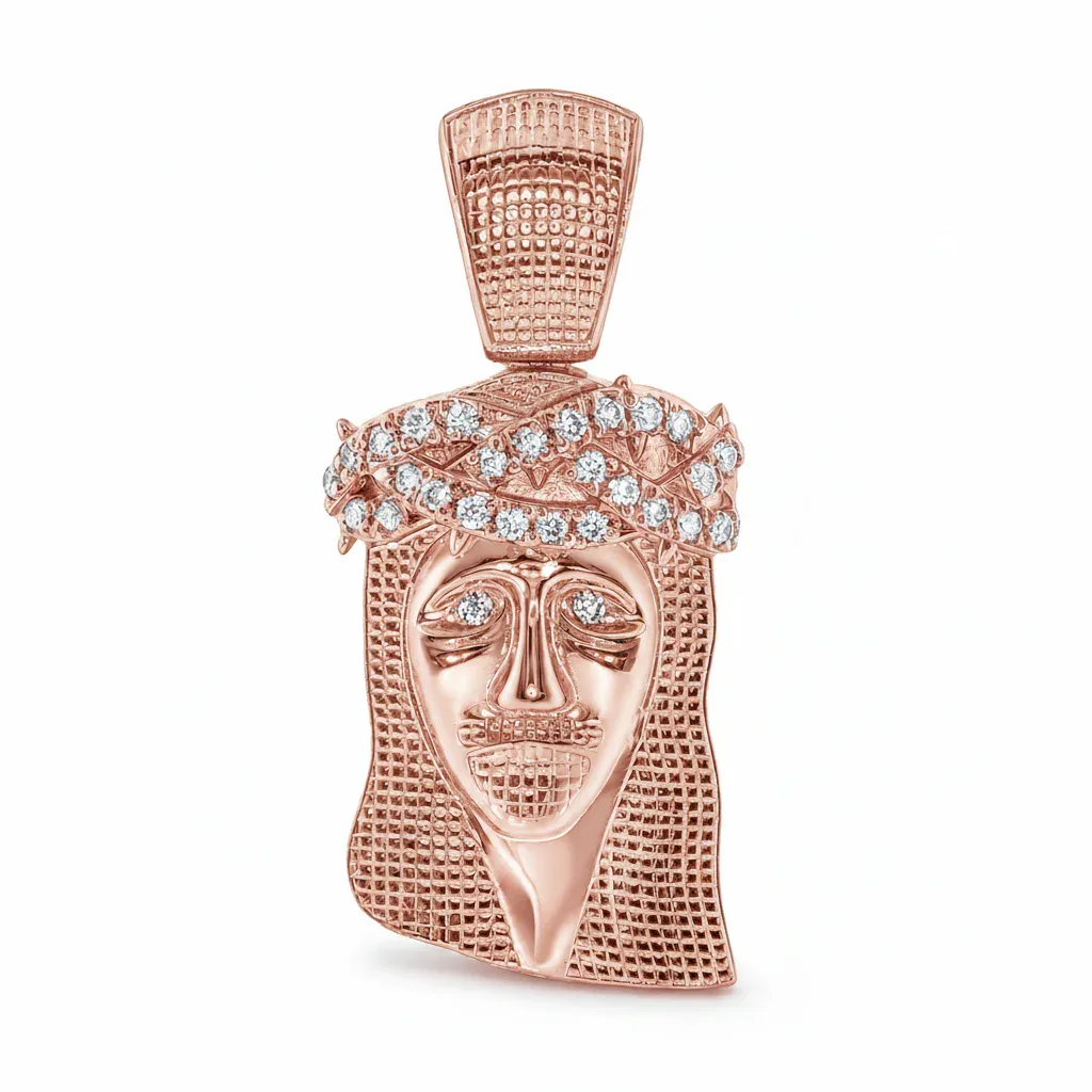 RINA - For Him FACTORY Prong Diamond Jesus Piece 41604 in Rose Gold – Pendant