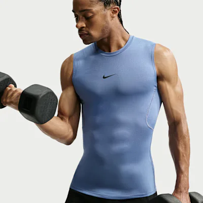 Nike Pro Men's Dri-FIT Tight Sleeveless Fitness Top - Indigo Storm/Black in Indigo Storm/Black – Nike men's and unisex