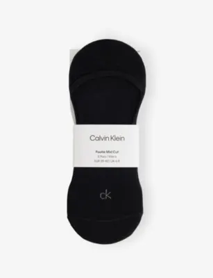 CALVIN KLEIN Logo No-Show Stretch-Cotton Socks - GREY MELANGE - 5.5-8 in BLACK – Mens | Underwear & socks | Socks | Trainer Socks