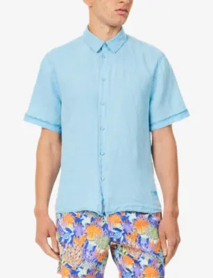 VILEBREQUIN Courbis Short-Sleeve Linen Shirt detail 3
