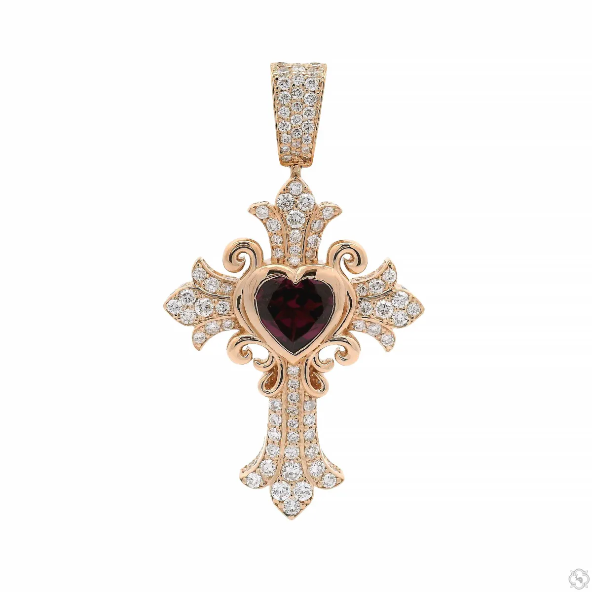 RINA - For Him CUSTOM Sacred Heart Cross Pendant 70806 in Rose Gold – Pendant