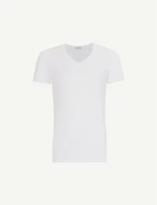 HANRO Cotton Superior cotton-blend T-shirt - BLACK detail 2