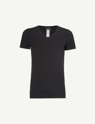 HANRO Cotton Superior cotton-blend T-shirt - BLACK