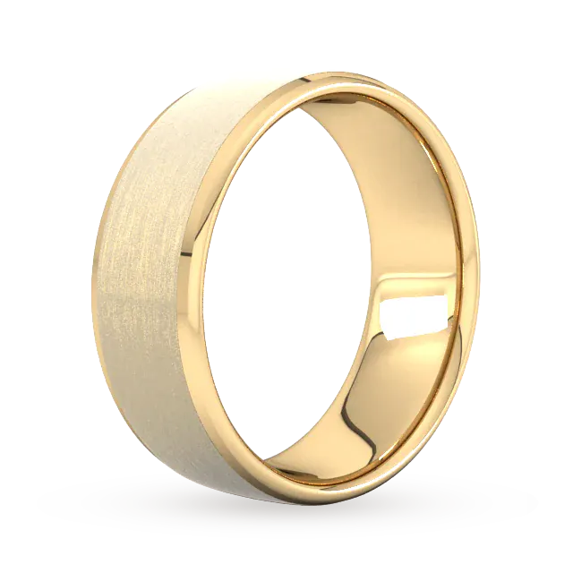 For Him 8mm D Shape Standard Polished Chamfered Edges With Matt Centre Wedding Ring In 18 Carat Yellow Gold detail 2