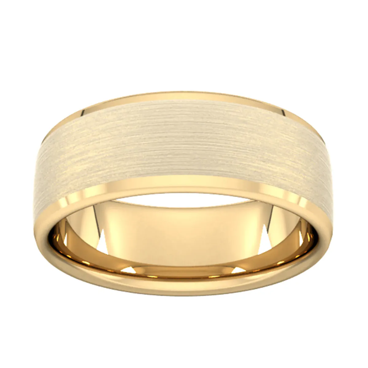 For Him 8mm D Shape Standard Polished Chamfered Edges With Matt Centre Wedding Ring In 18 Carat Yellow Gold