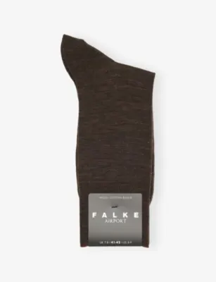FALKE Airport Crew-Length Stretch-Cotton - 7.5-8 in Brown Mel. – Mens | Underwear & socks | Socks | Plain Socks