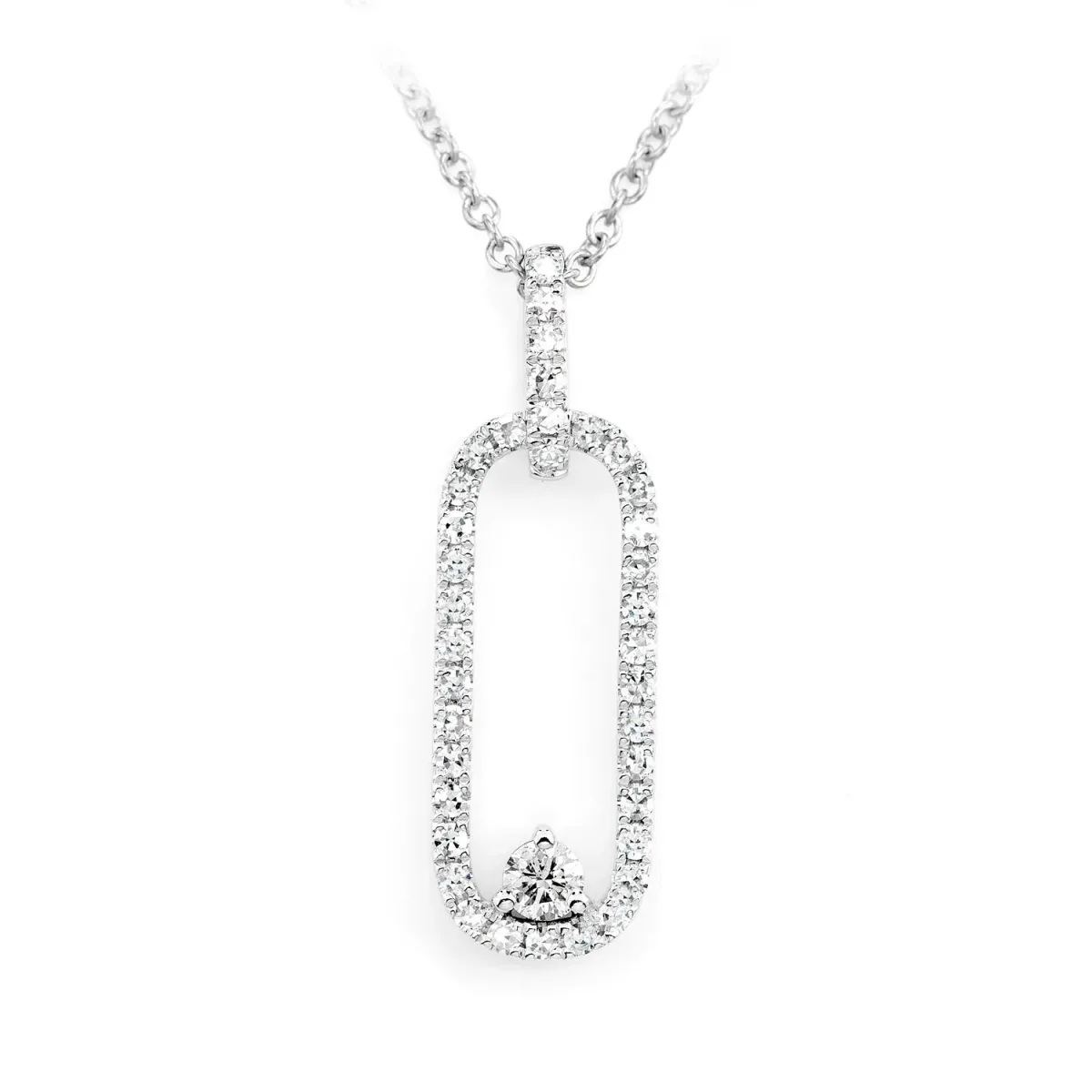 For Him Open Oval Abstract Diamond Necklace in White Gold / Natural Diamond – Pendant
