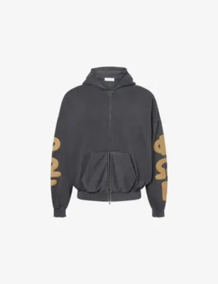 FEAR OF GOD ESSENTIALS 90's Zip-Up Puff-Print Cotton Hoody