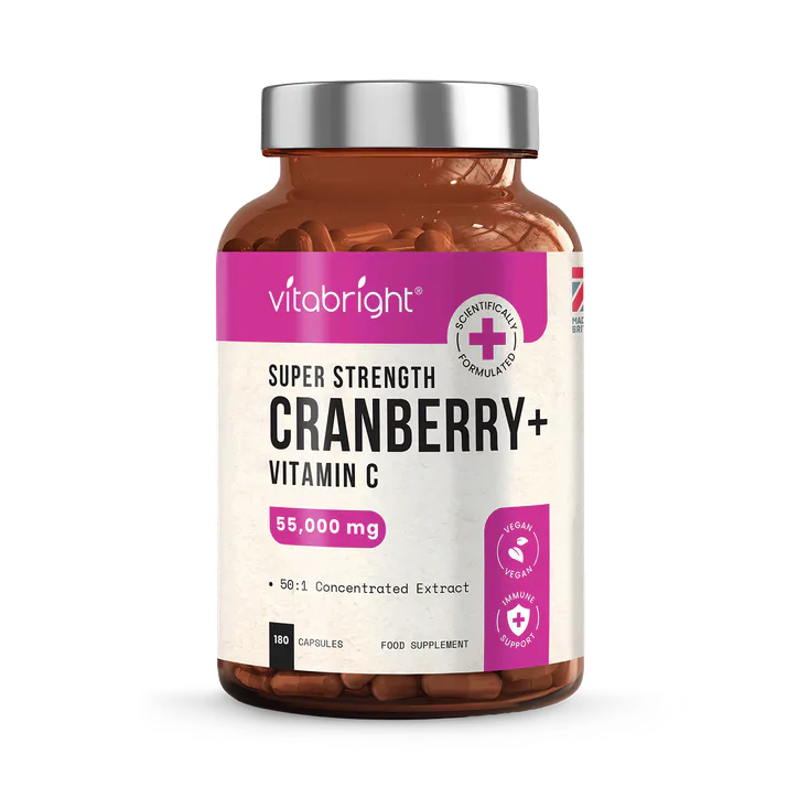 VitaBright Super Strength Cranberry with Vitamin C - 55,000mg per Serving - 180 Capsules