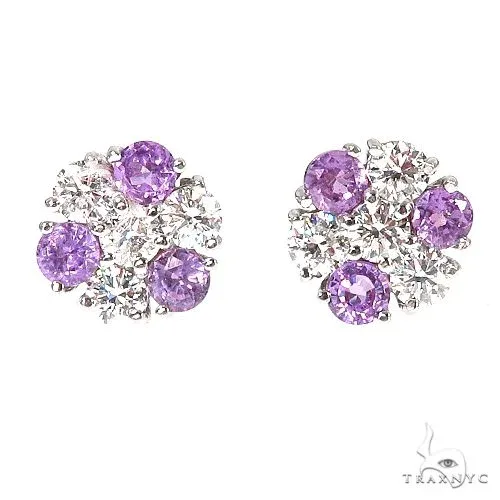 PIA - For Him GEMSTONES Mini Lilac Ice Sapphire Diamond Flower Earrings 67214 in Rose – Earrings