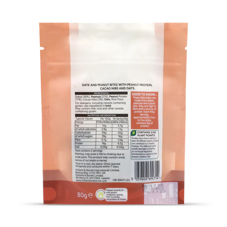 For Him Peanut and Cacao Bites 80g, additional product view 2