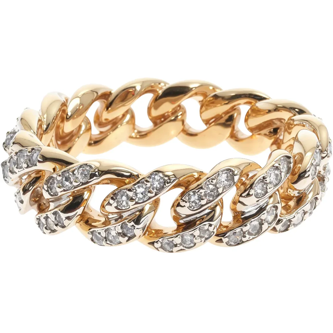 RINA - For Him FACTORY 14k Yellow Gold Diamond Miami Cuban Ring 64675 in Yellow Gold / 10 – Ring