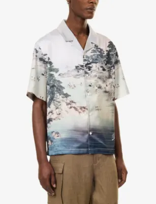 1886 Japanese Bay Printed Satin Shirt in MULTICOLOR, additional product view 3