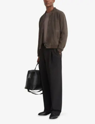 REISS Mountford Button-Through Suede Bomber Jacket detail 2