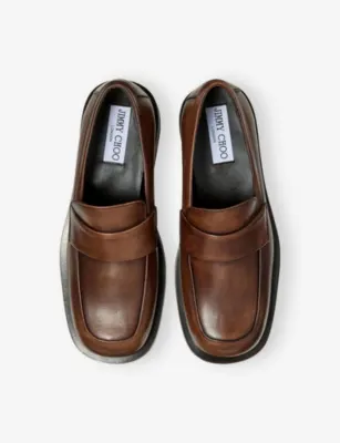JIMMY CHOO Buff Burnished Leather Loafers - EUR 40 / 6 UK MEN in MOCHA, additional product view 2