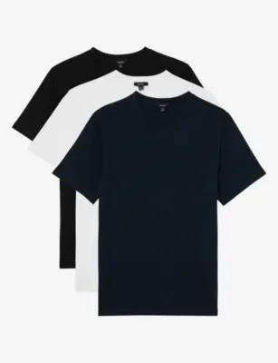 REISS Bless Pack Of Three Tailored-Fit Cotton-Jersey T-Shirt