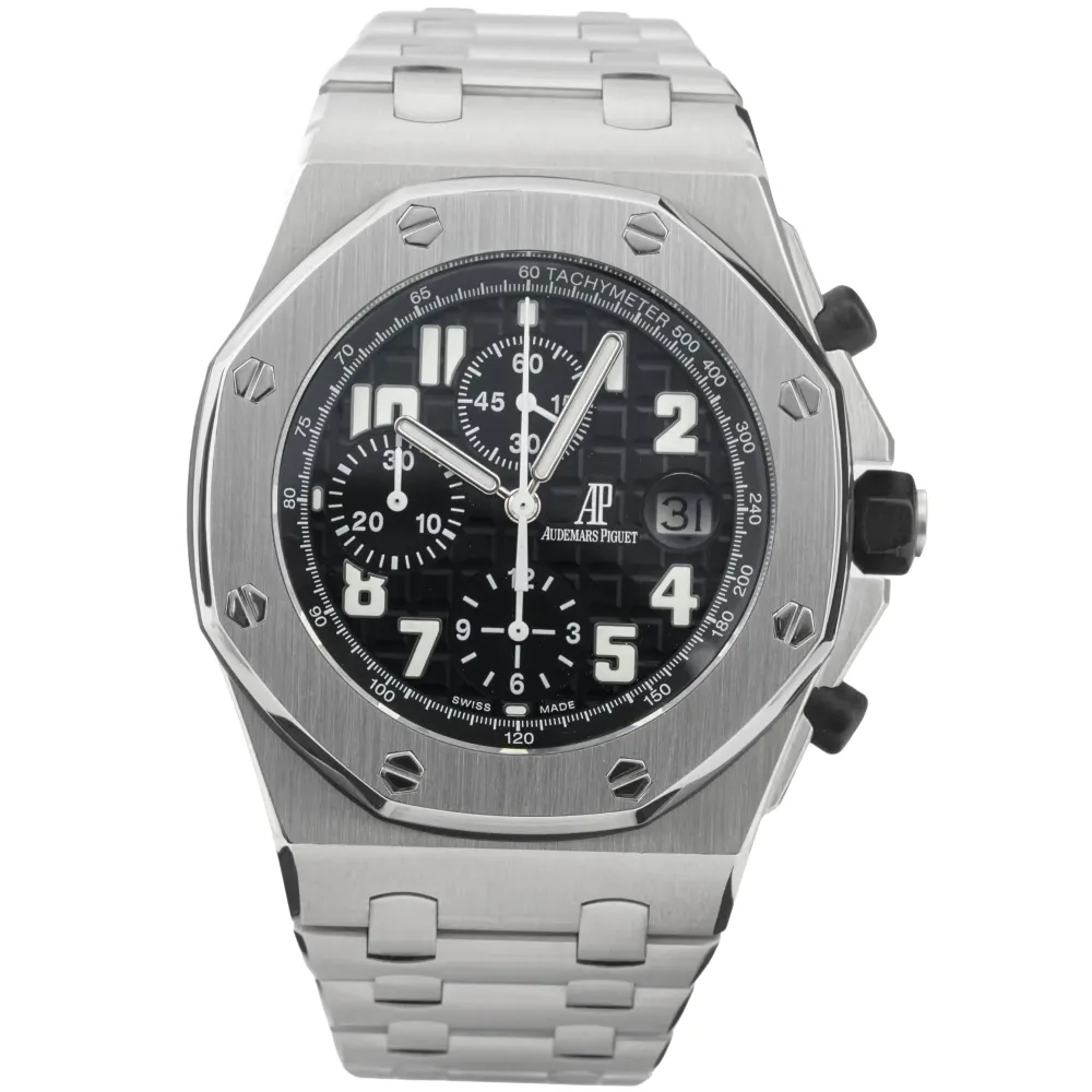 Audemars Piguet Royal Oak Offshore 25721ST.OO.1000ST.08.A — 2008 — Good in Black Arabic – Pre-owned watches