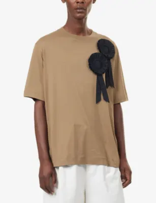 SIMONE ROCHA Ruffle Rosette Cotton T-Shirt detail 3