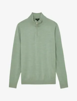 REISS Blackhall Half-Zip Wool Jumper - AIRFORCE BLUE OATMEAL detail 2