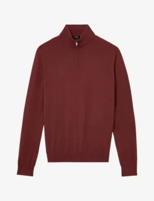 REISS Blackhall Half-Zip Wool Jumper - AIRFORCE BLUE OATMEAL detail 3