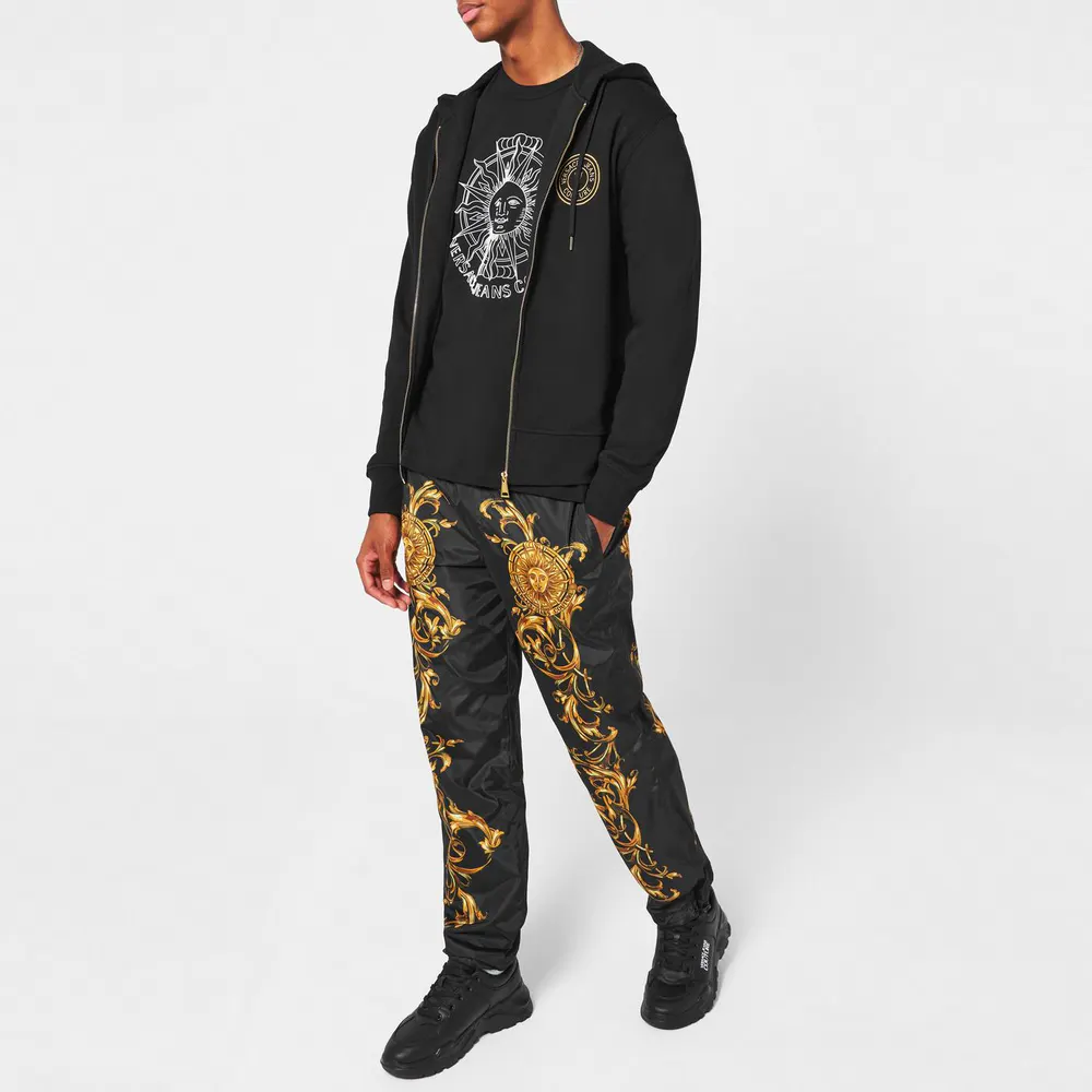 Versace Jeans Couture Foil Stamp Zip Hoodie in Black G89, additional product view 3