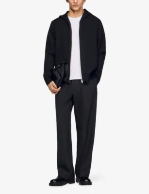 SANDRO Oversized-Fit Zip-Up Jersey-Knit Hoodie detail 2