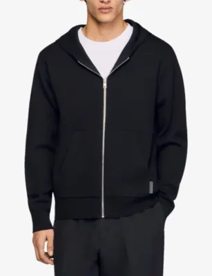 SANDRO Oversized-Fit Zip-Up Jersey-Knit Hoodie detail 3