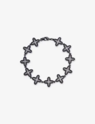 DARKAI Clover Black Stainless-Steel, Brass And Brilliant-Cut Diamond Stone Bracelet