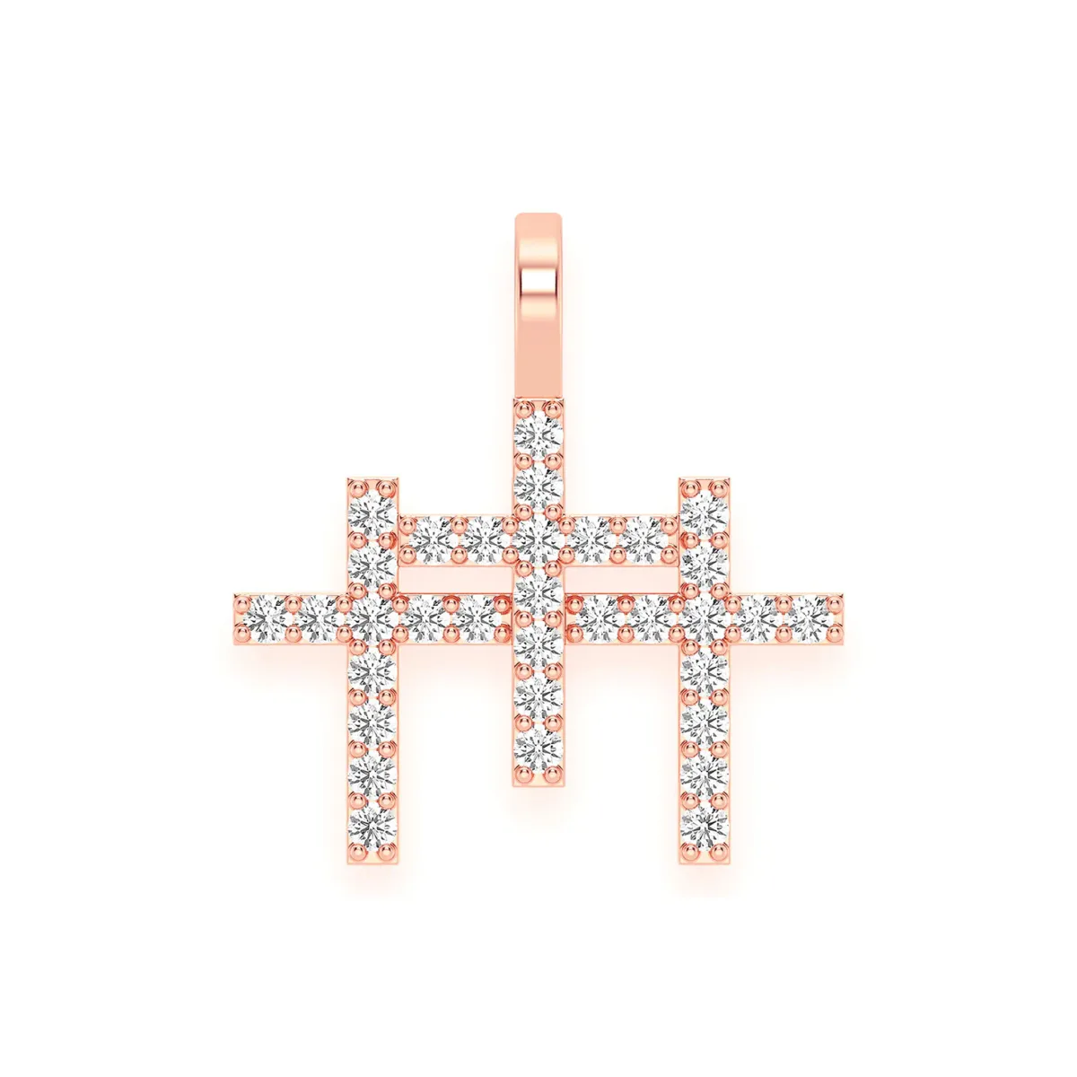 For Him Triple Cross Diamond Pendant in Rose Gold / Natural Diamond – Pendant