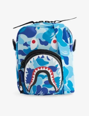 A BATHING APE Camo Shark Woven Cross Body Bag