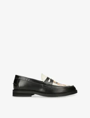 DUKE & DEXTER Wilde Pin Up II Leather Penny Loafers - EUR 44 / 10 UK MEN in BLK/WHITE – Mens | Loafers