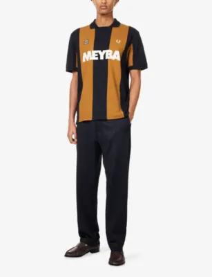 FRED PERRY x Meyba Striped Polo Shirt in NAVY, additional product view 2