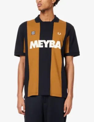 FRED PERRY x Meyba Striped Polo Shirt in NAVY, additional product view 3